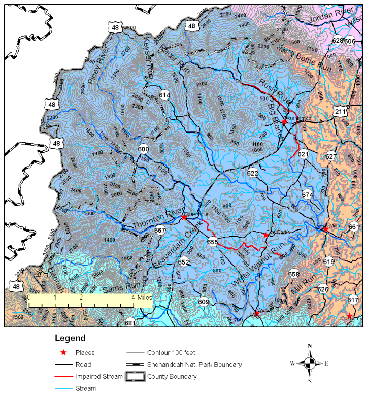 Topographic Map, Upper Thornton River Watershed